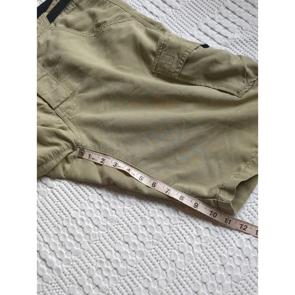 Prana Belted Cargo Belt Stretch Shorts Khaki Green Medium Waist 34
